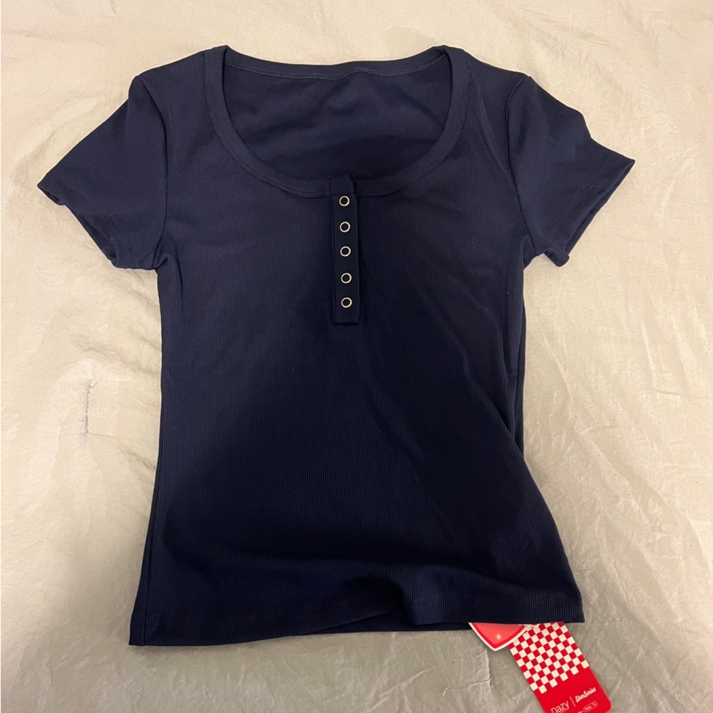 NWT DAZY Blue Button Top